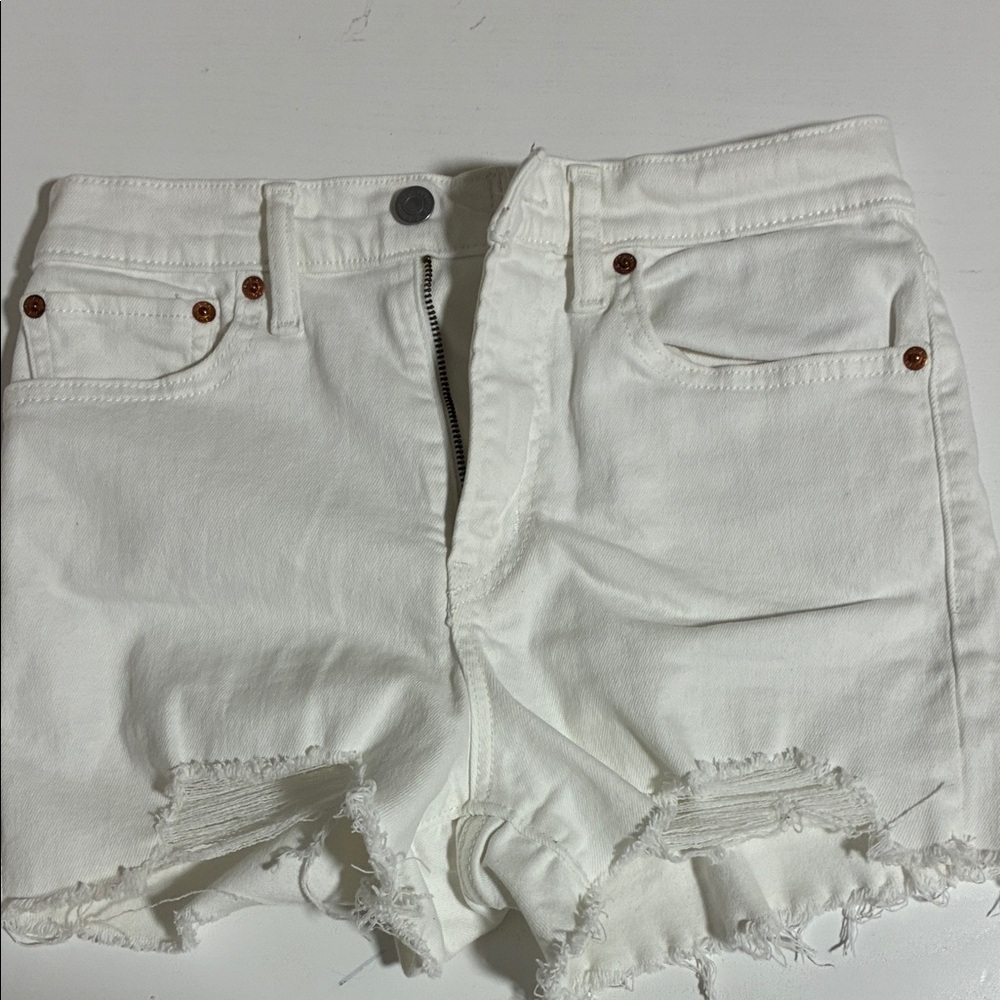 Levi's White Distressed Denim Cutoff Shorts
